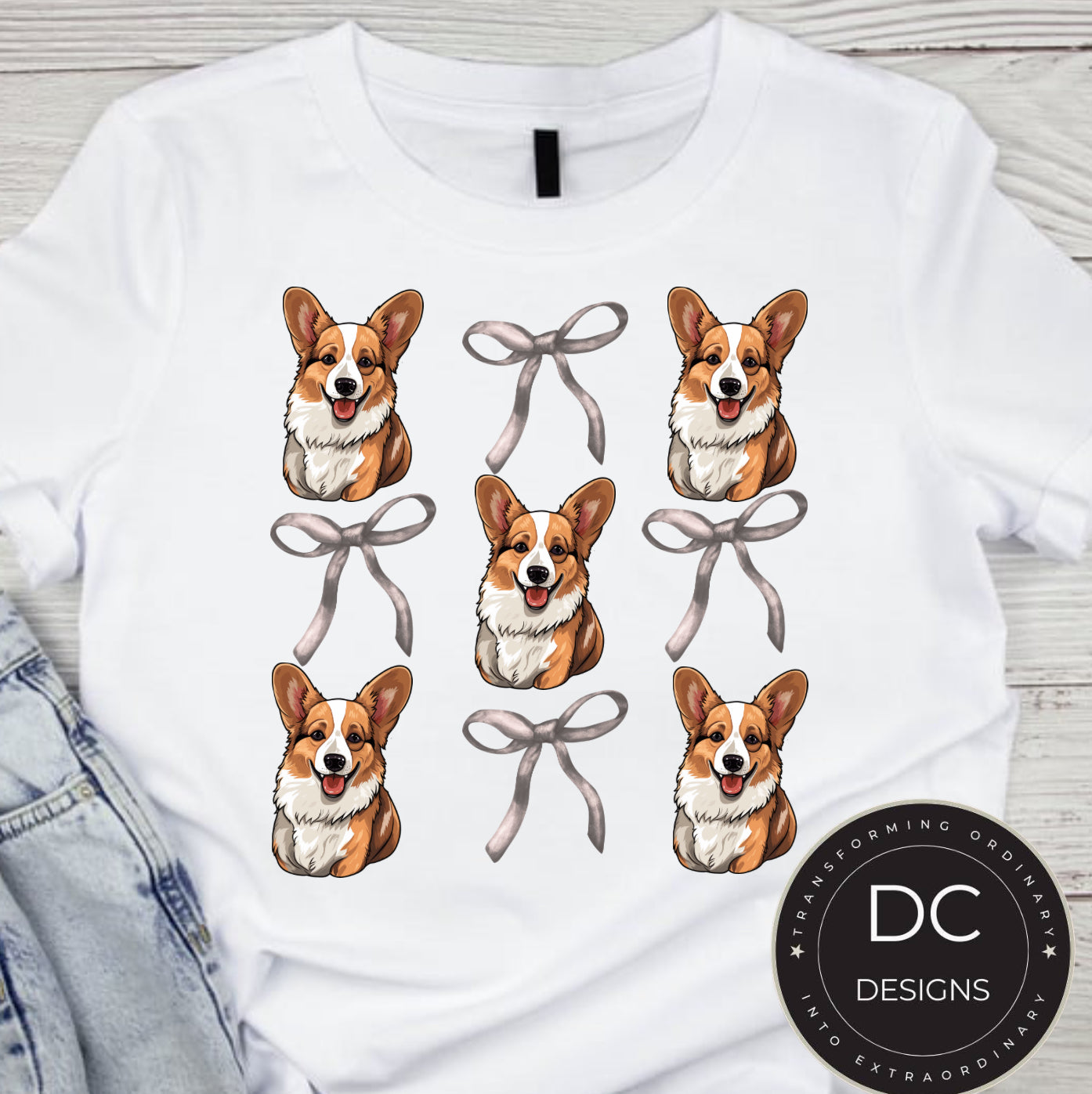 Corgi Dog Bow Tee