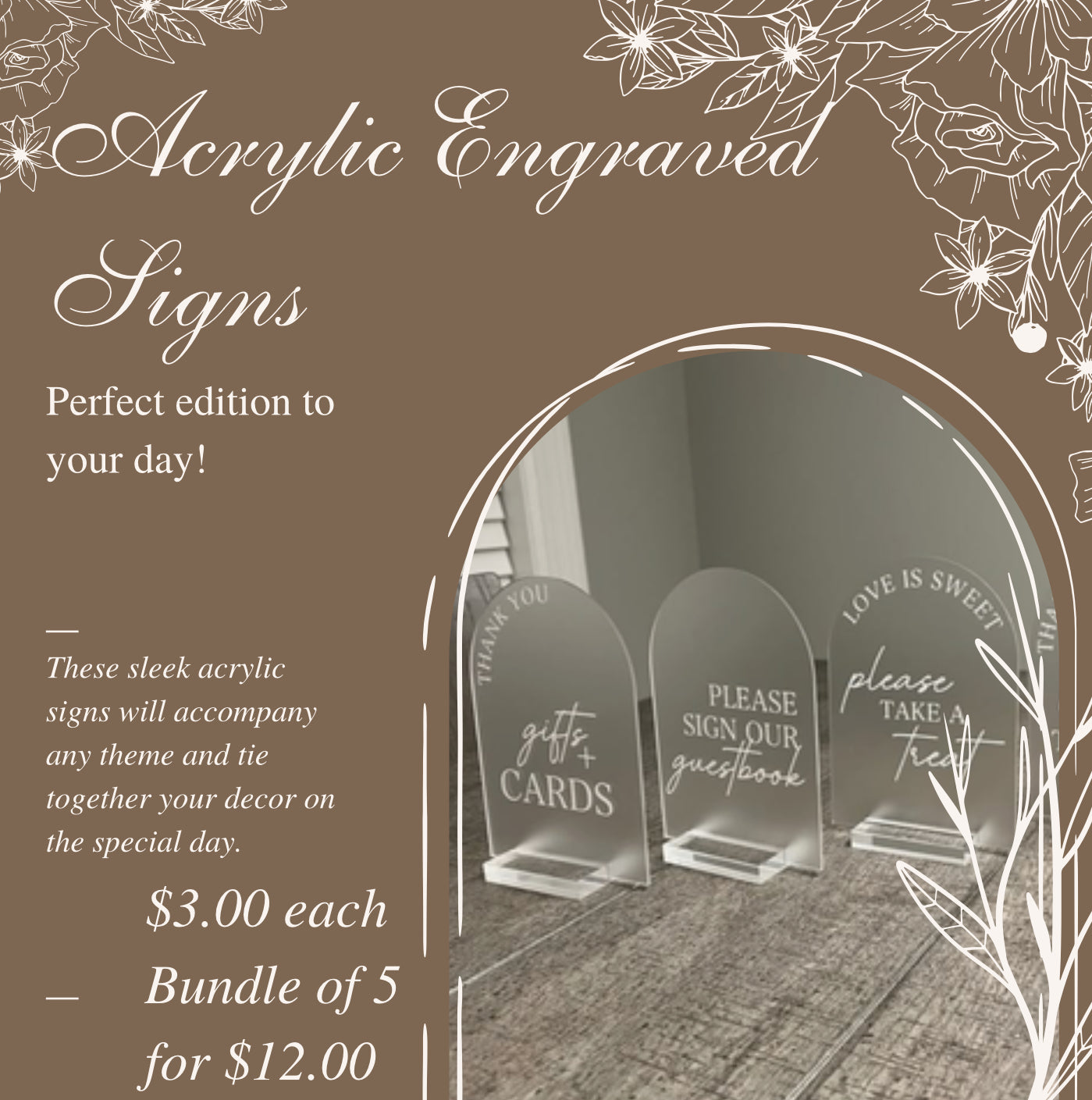 Acrylic Engraved Sign Bundle of 5
