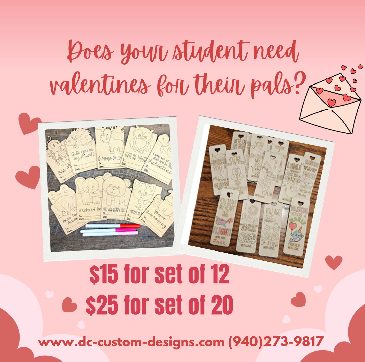 Set of 12 Student Party Valentines (Coloring Card & Bookmarks) SEE DESCRIPTION
