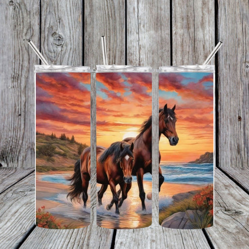 Sunset Horses Tumbler