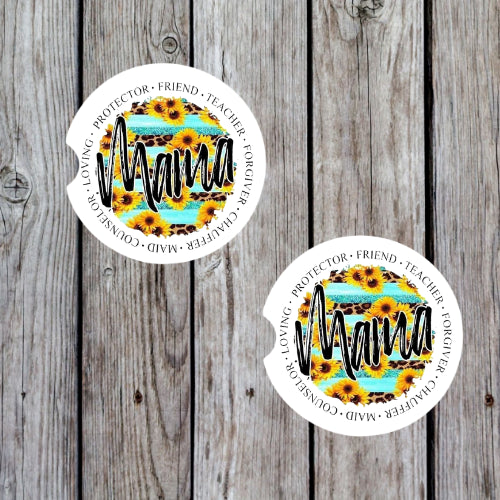 Sunflower Mama Car Coasters
