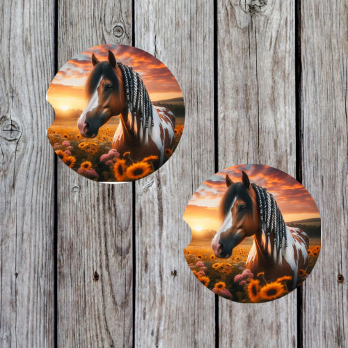 Sunset Horse Car Coasters