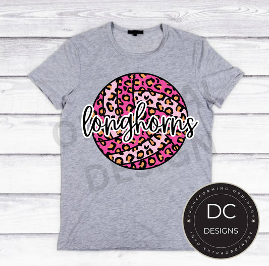 Longhorns Cheetah Volleyball Tee Gildan Softstyle