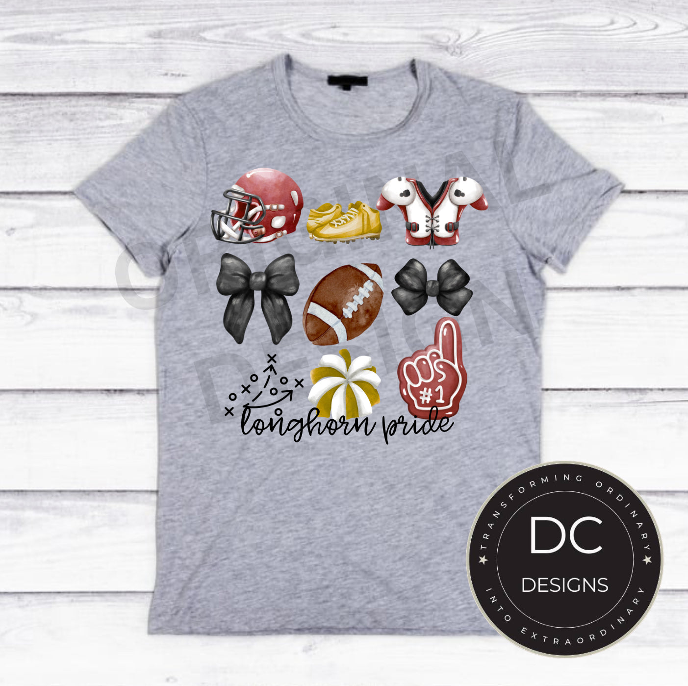 Longhorn Football Bow Tee Gildan Softstyle