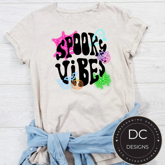 Neon Spooky Vibes Halloween Tee