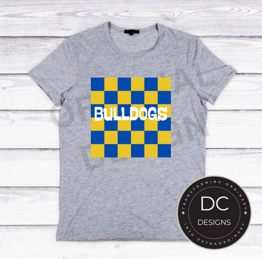 Bulldogs Checkered Tee Gildan Softstyle