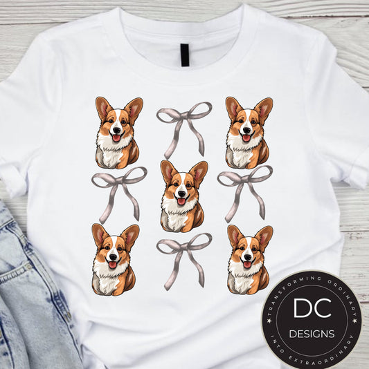 Corgi Dog Bow Tee