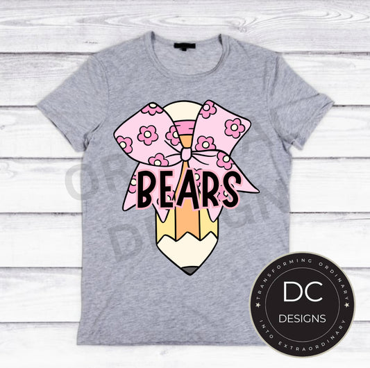 Bears Pencil Bow Gildan Softstyle