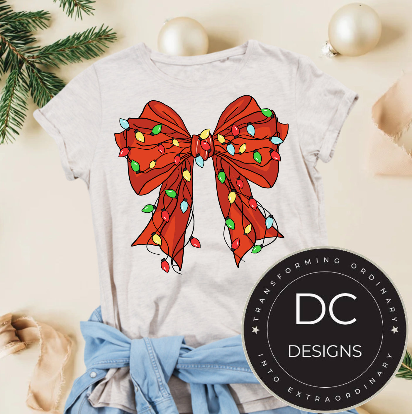 Red Light Christmas Bow