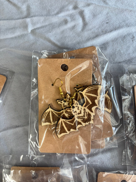 Wooden Bat Earrings