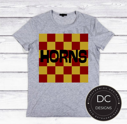 Checkered Horns Tee Gildan Softstyle