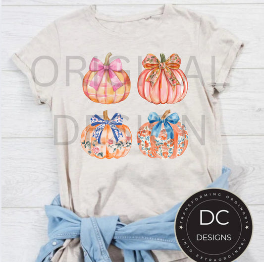 Watercolor Bow Pumpkin Tee