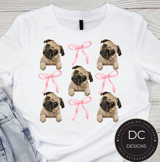 Pug Bow Tee