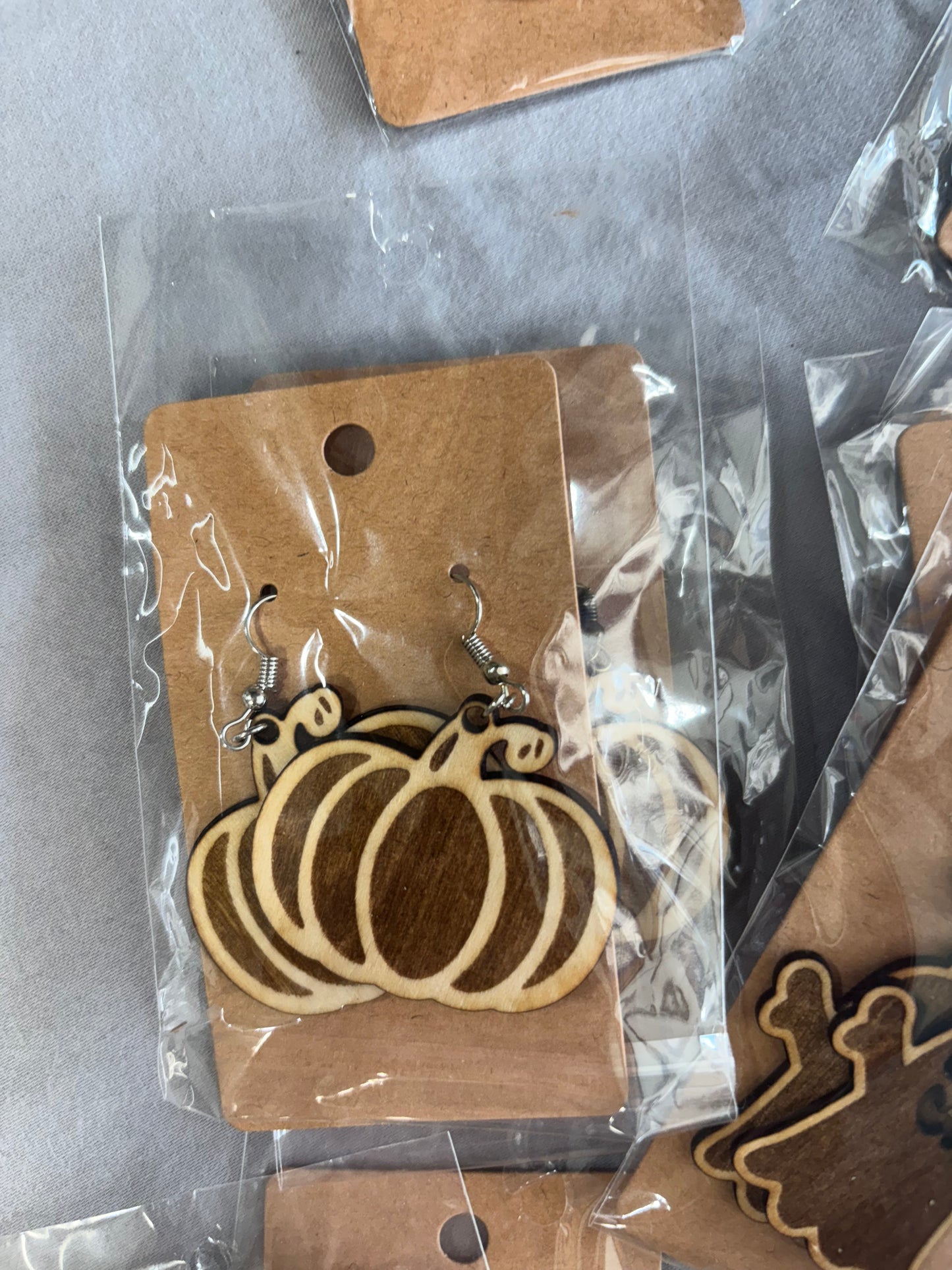 Wooden Pumpkin Earrings