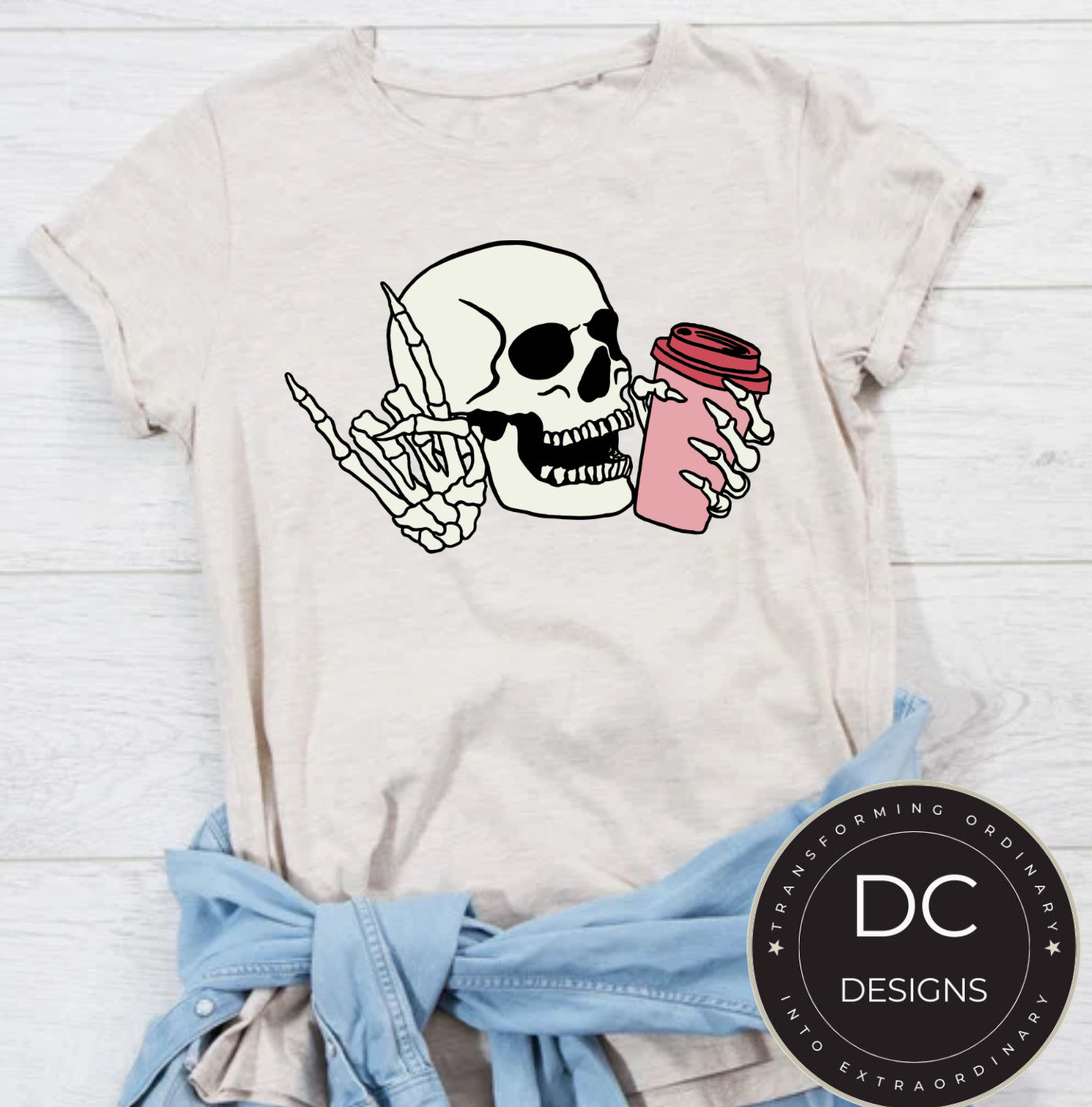 Coffee Skeleton Halloween Tee