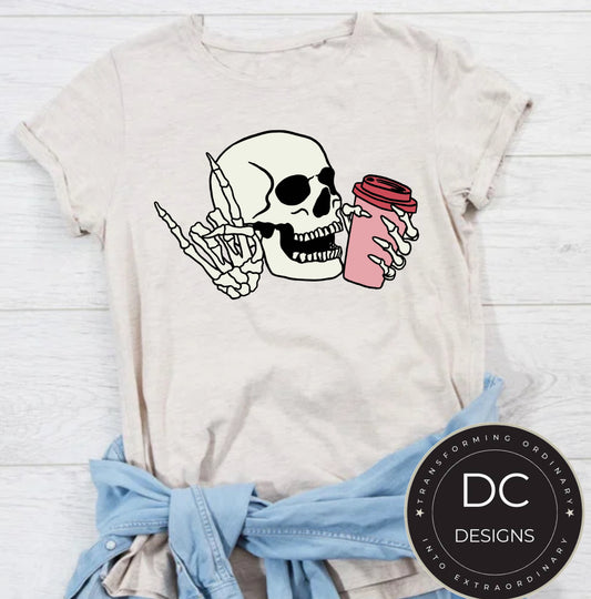 Coffee Skeleton Halloween Tee