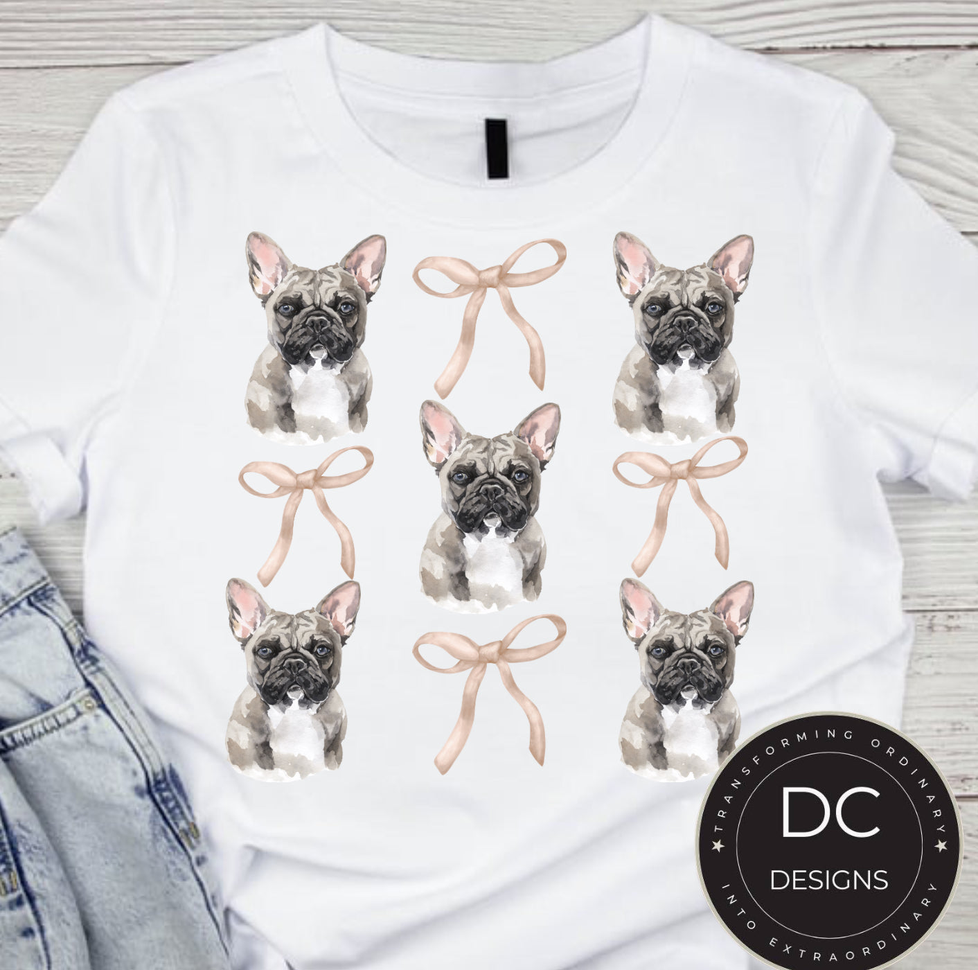 Frenchie Dog Bow Tee