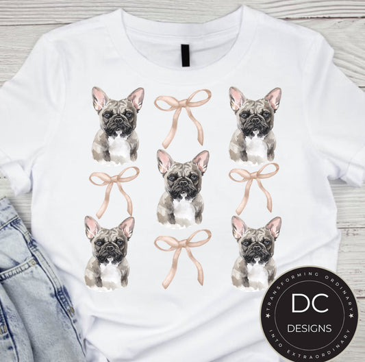 Frenchie Dog Bow Tee