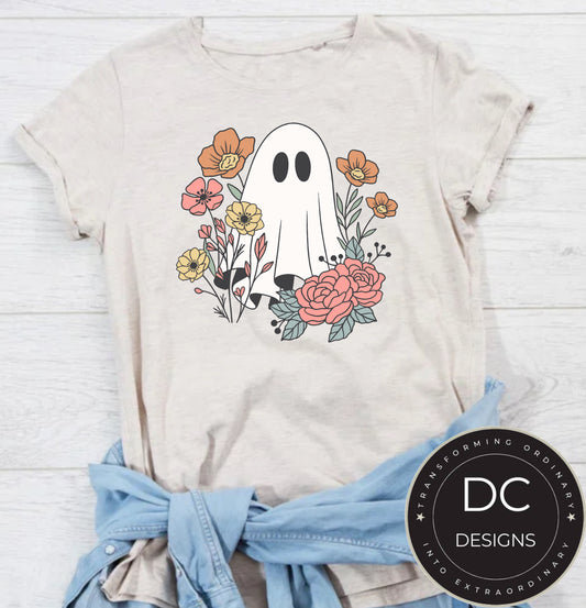 Floral Ghost Halloween Tee