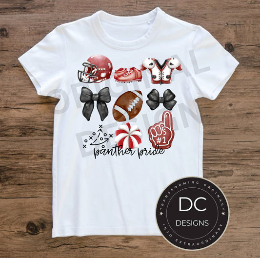 Panther Football Bow Tee Gildan Softstyle