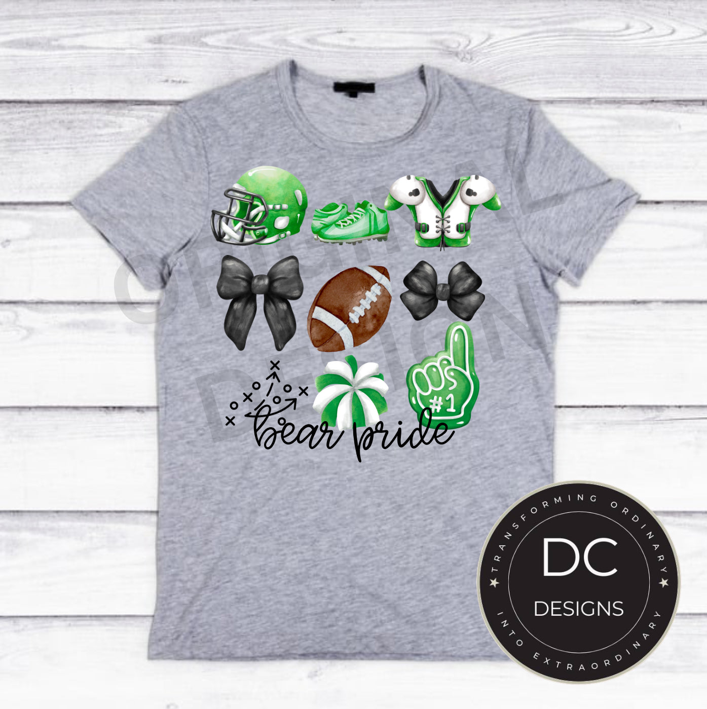 Bear Football Bow Tee Gildan Softstyle
