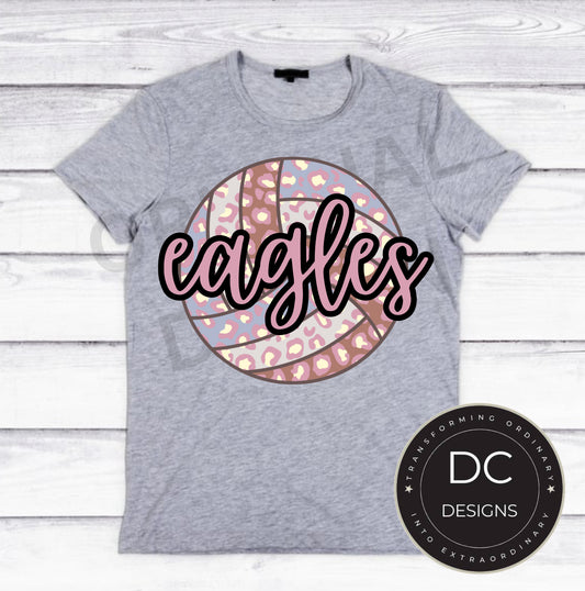 Eagles Cheetah Volleyball Tee Gildan Softstyle