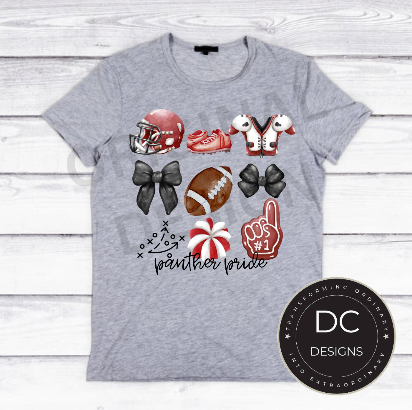 Panther Football Bow Tee Gildan Softstyle