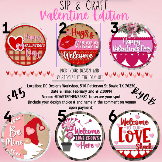 Valentines Sip & Craft Event
