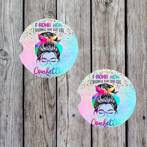 F-Bomb Confetti Car Coasters