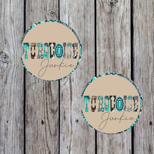 Turquoise Junkie Car Coasters