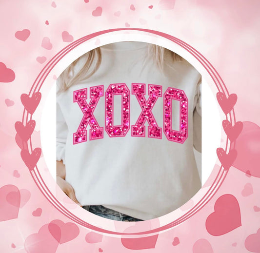 Faux Glitter XOXO Sweatshirt