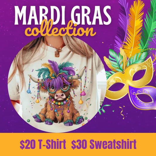 Highland Cow Mardi Gras Sweatshirt